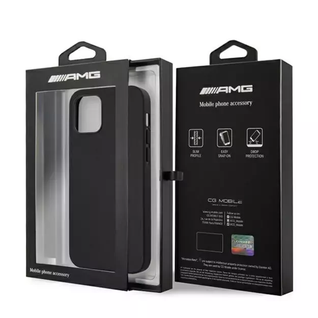 AMG AMHCP12LDOLBK iPhone 12 Pro Max 6,7  czarny/black hardcase Leather Hot Stamped 6