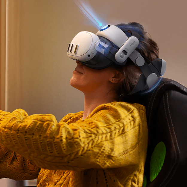 BoboVR S3 Pro strain relief strap for Meta Quest 3 VR goggles + B100 external battery - white and black 2