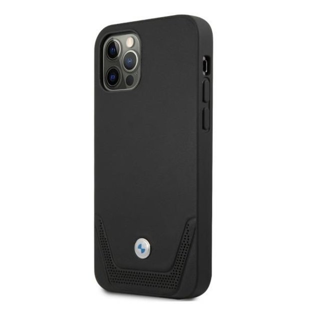 Etui BMW BMHCP12LRSWPK iPhone 12 Pro Max 6,7  czarny/black hardcase Leather Perforate 1