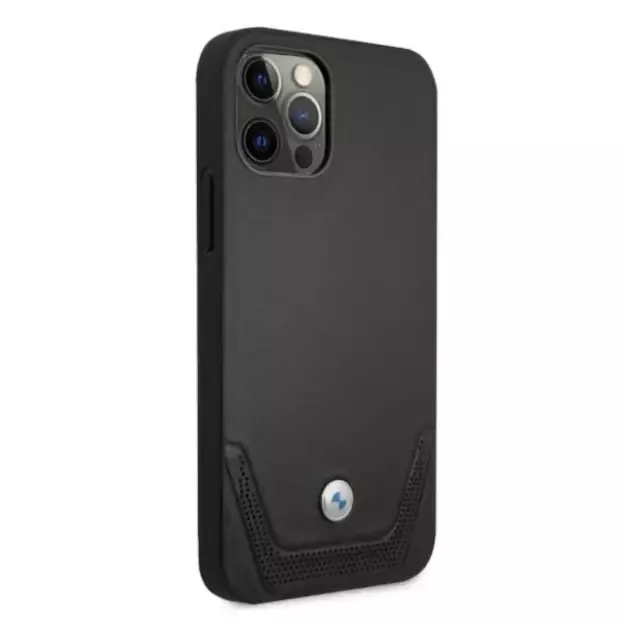 Etui BMW BMHCP12LRSWPK iPhone 12 Pro Max 6,7  czarny/black hardcase Leather Perforate 10