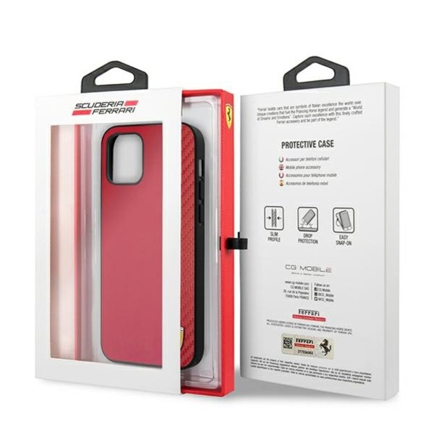 Ferrari FESAXHCP12LRE iPhone 12 Pro Max 6.7&quot  red/red hardcase On Track Carbon Stripe 7
