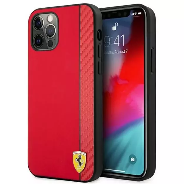 Ferrari FESAXHCP12LRE iPhone 12 Pro Max 6.7&quot  red/red hardcase On Track Carbon Stripe