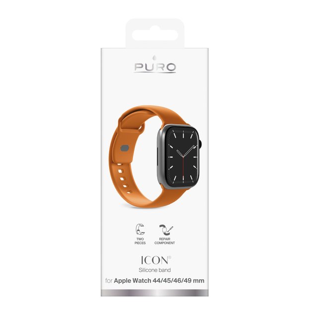 Puro Icon Silicone Strap for Apple Watch 44 / 45 / 46 / 49 mm - Orange 2