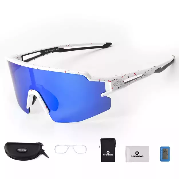 Rockbros Polarized Cycling Glasses with UV Protection and Corrective Insert Blue Lenses - White 4