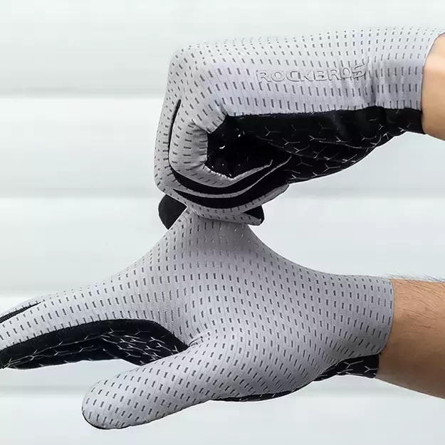 Rockbros Breathable Full Finger Cycling Gloves, Size: XL - Gray 2
