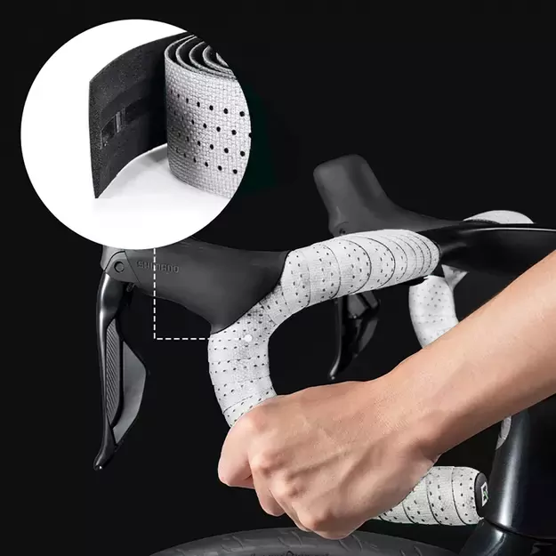Rockbros Perforated Silicone Handlebar Tape - White 8