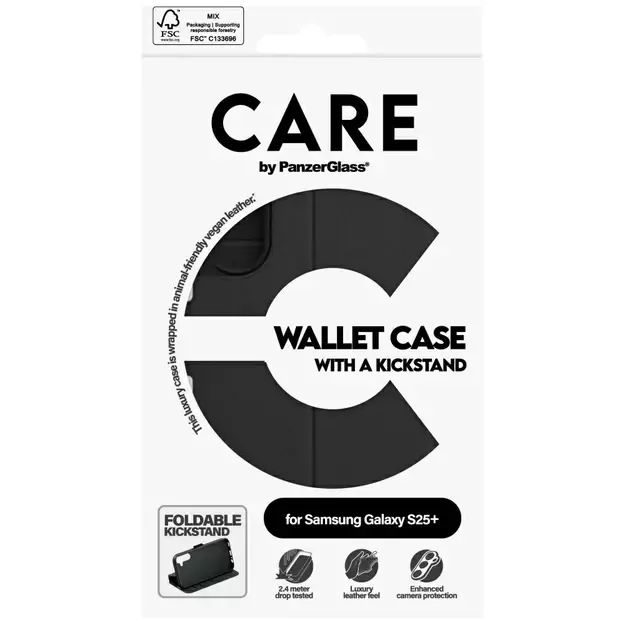 CARE by PanzerGlass Feature Wallet Kickstand Case for Samsung Galaxy S25+ - Black 4