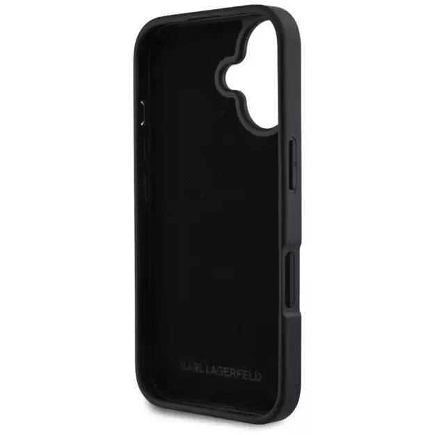Karl Lagerfeld HC Grained PU Cardslot Metal Signature iPhone 16 Case - Black 6