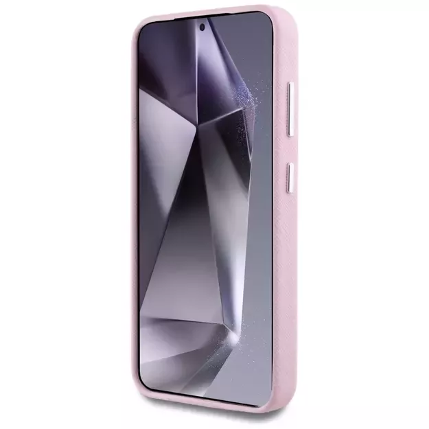 Karl Lagerfeld Saffiano Full Wrapped Elongated Metal Logo MagSafe Case for Samsung Galaxy S25 - Pink 4
