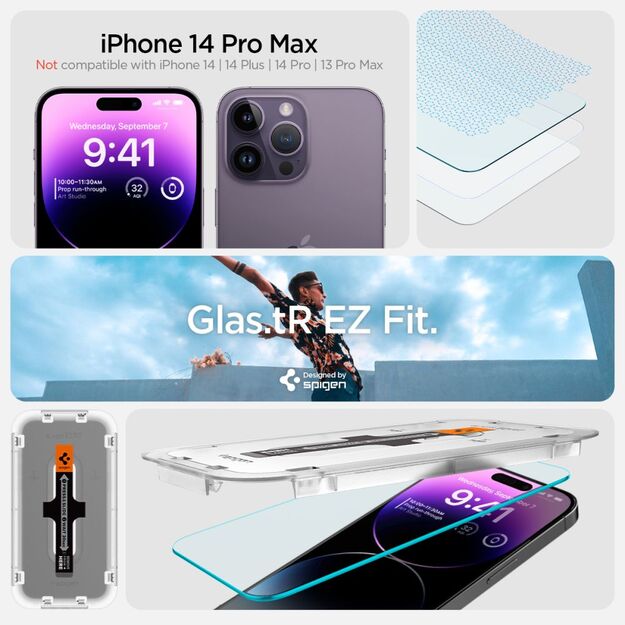 Spigen Glas.tR EZ Fit Tempered Glass for iPhone 14 Pro Max - 2 pcs. 8