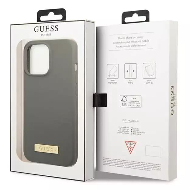 Guess GUHMP13XSPLG iPhone 13 Pro Max 6.7&quot  grey/grey hard case Silicone Logo Plate MagSafe 7