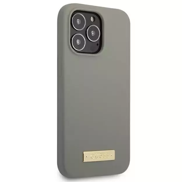 Guess GUHMP13XSPLG iPhone 13 Pro Max 6.7&quot  grey/grey hard case Silicone Logo Plate MagSafe 3