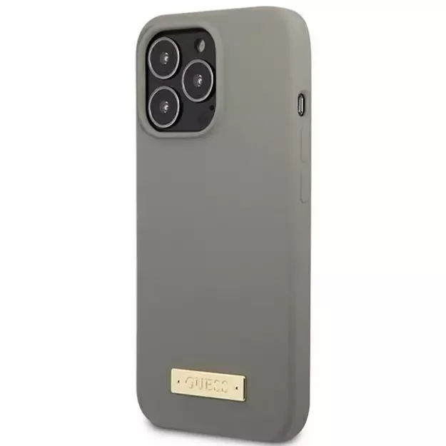 Guess GUHMP13XSPLG iPhone 13 Pro Max 6.7&quot  grey/grey hard case Silicone Logo Plate MagSafe 1