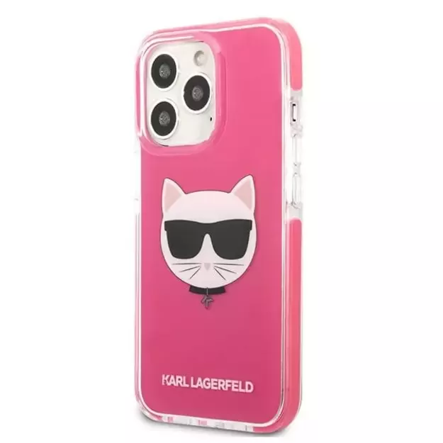 Etui Karl Lagerfeld Choupette Head na iPhone 13 Pro / iPhone 13 - fuksjowy 1