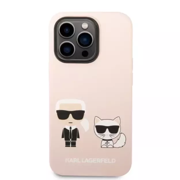 Karl Lagerfeld KLHMP14XSSKCI iPhone 14 Pro Max 6.7&quot  hardcase light pink/light pink Silicone Karl &amp  Choupette Magsafe 10