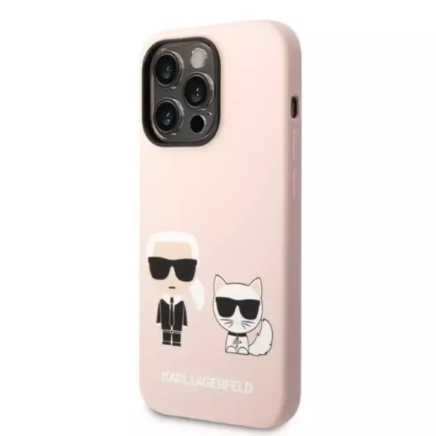 Karl Lagerfeld KLHMP14XSSKCI iPhone 14 Pro Max 6.7&quot  hardcase light pink/light pink Silicone Karl &amp  Choupette Magsafe 9