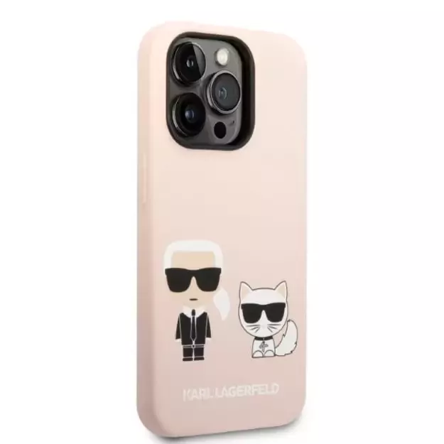 Karl Lagerfeld KLHMP14XSSKCI iPhone 14 Pro Max 6.7&quot  hardcase light pink/light pink Silicone Karl &amp  Choupette Magsafe 11