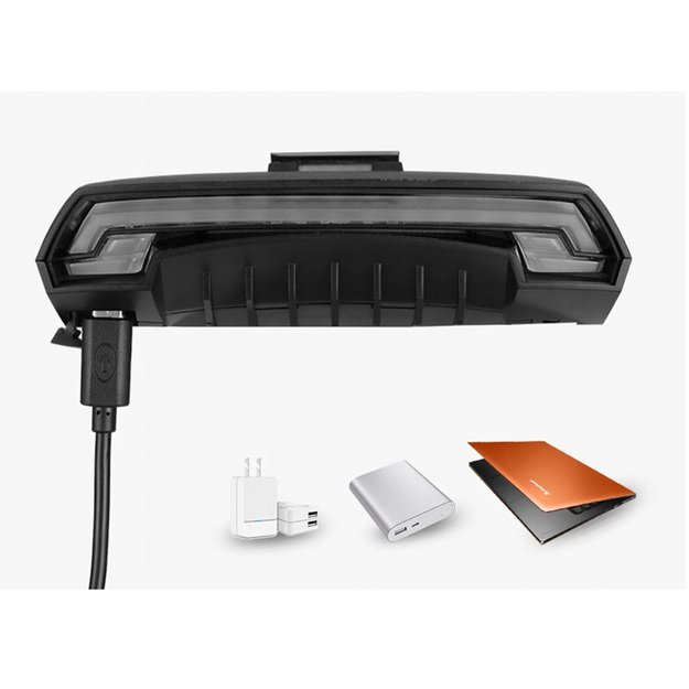 Rockbros LKWD-R1 Rear Bike Light with Laser and Remote Control + Micro USB - USB-A Cable - Black 7