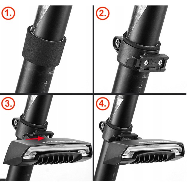 Rockbros LKWD-R1 Rear Bike Light with Laser and Remote Control + Micro USB - USB-A Cable - Black 9