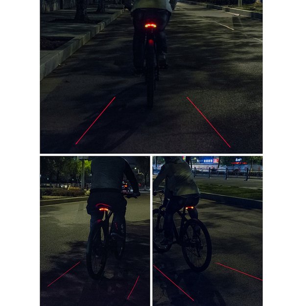 Rockbros LKWD-R1 Rear Bike Light with Laser and Remote Control + Micro USB - USB-A Cable - Black 4
