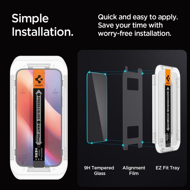Spigen Glas.tR EZ Fit Tempered Glass for iPhone 16 Pro Max / 17 Pro Max - 2 pcs. 7