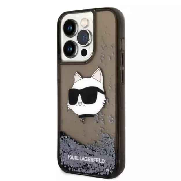 Karl Lagerfeld KLHCP14LLNCHCK iPhone 14 Pro 6.1&quot  black/black hardcase Glitter Choupette Head 1
