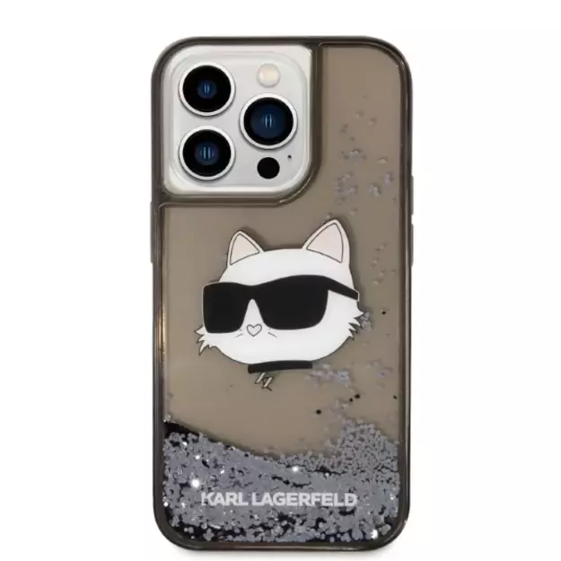 Karl Lagerfeld KLHCP14LLNCHCK iPhone 14 Pro 6.1&quot  black/black hardcase Glitter Choupette Head 2