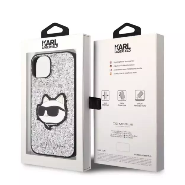 Karl Lagerfeld KLHCP14MG2CPS iPhone 14 Plus 6.7&quot  silver/silver hardcase Glitter Choupette Patch 7