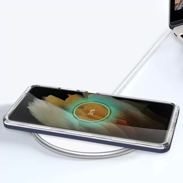 Clear 3in1 case for Samsung Galaxy S23 Ultra silicone cover with frame blue 12