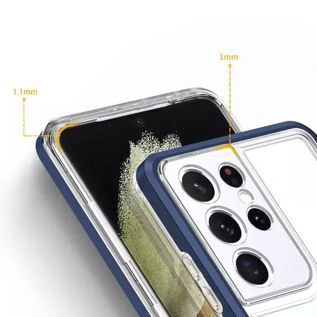 Clear 3in1 case for Samsung Galaxy S23 Ultra silicone cover with frame blue 9