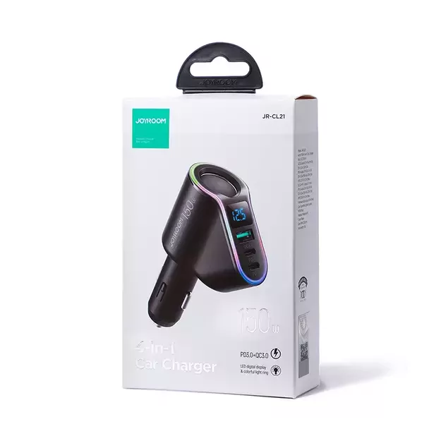 Joyroom fast car charger 4in1 USB-A QC3.0 / 2xUSB-C PD 150W black (JR-CL21) 4