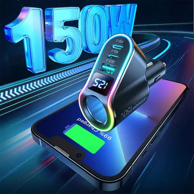 Joyroom fast car charger 4in1 USB-A QC3.0 / 2xUSB-C PD 150W black (JR-CL21) 3