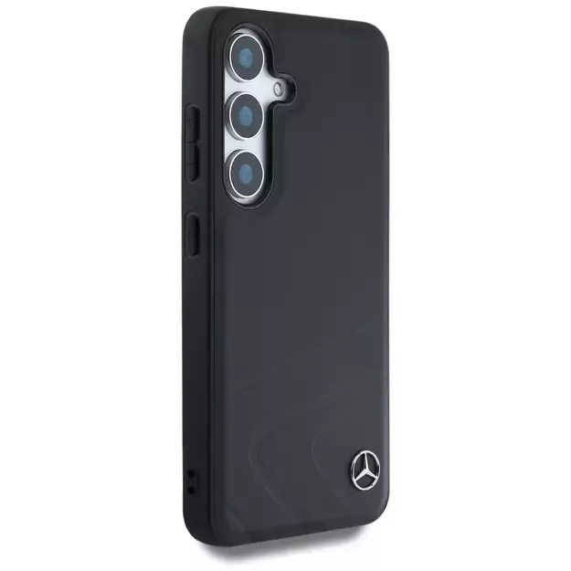 Mercedes Leather Horizontal Debossed Curves MagSafe Case for Samsung Galaxy S25 - Black 10
