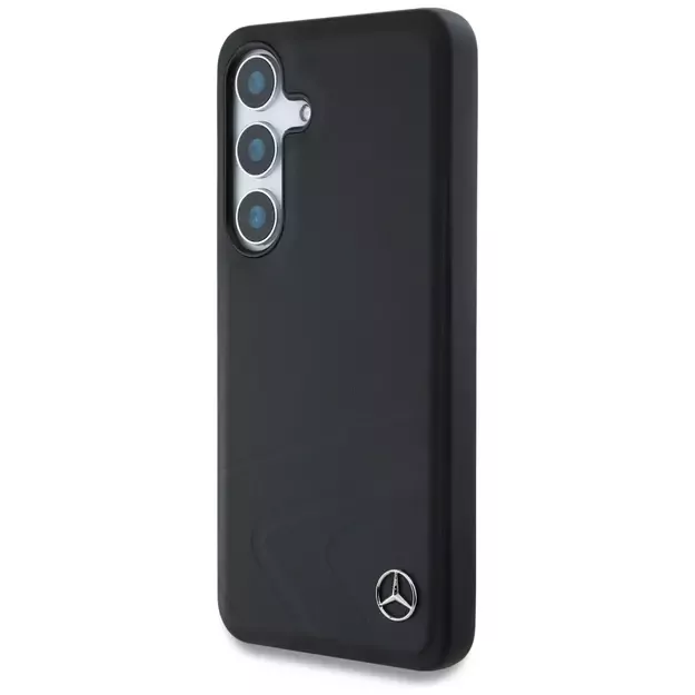 Mercedes Leather Horizontal Debossed Curves MagSafe Case for Samsung Galaxy S25 - Black 8