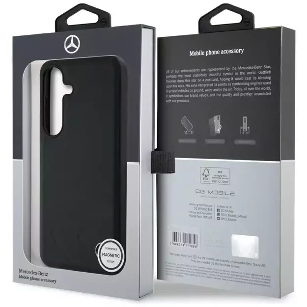 Mercedes Leather Horizontal Debossed Curves MagSafe Case for Samsung Galaxy S25 - Black 14