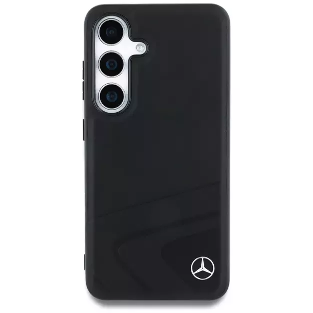 Mercedes Leather Horizontal Debossed Curves MagSafe Case for Samsung Galaxy S25 - Black 9