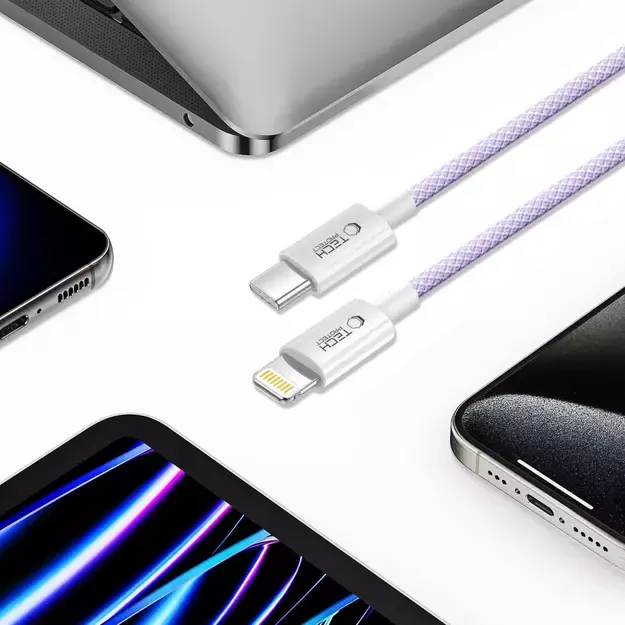 Tech-Protect Ultraboost Lite Lightning Cable PD60W/3A 1m - Purple 6
