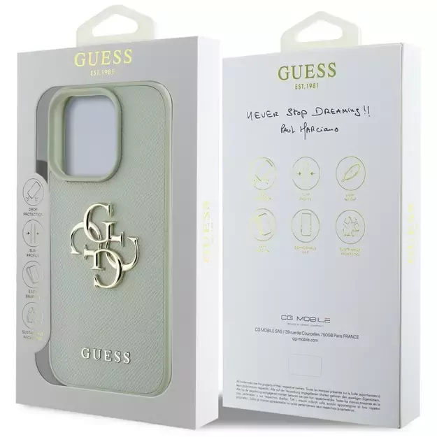 Guess Grained Big 4G Logo Small Classic Logo case for iPhone 16 Pro - green 14
