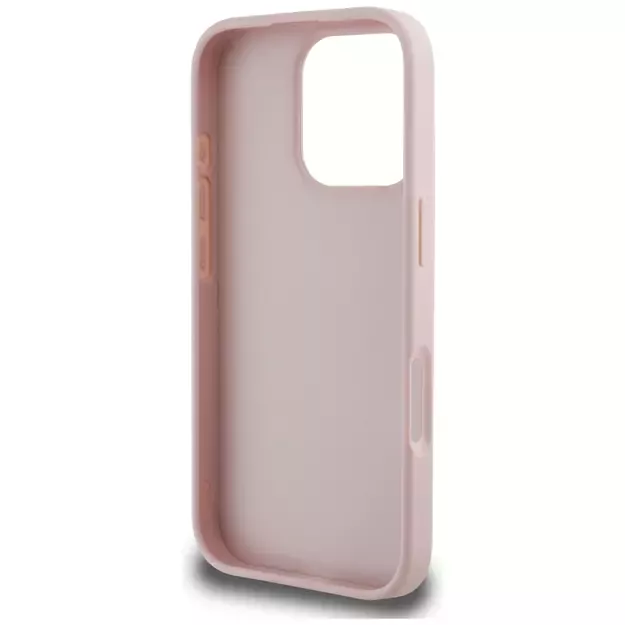 Guess Hot Stamp 4G Pattern Triangle Metal Logo iPhone 16 Pro Case - Pink 13