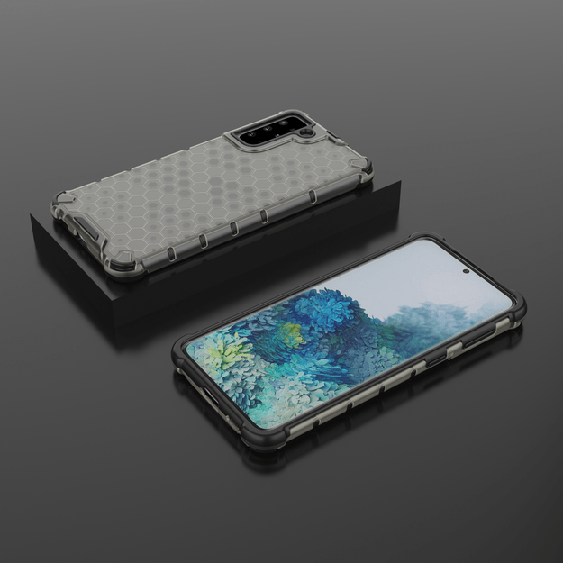 Honeycomb Case armor cover with TPU Bumper for Samsung Galaxy S21+ 5G (S21 Plus 5G) black 25
