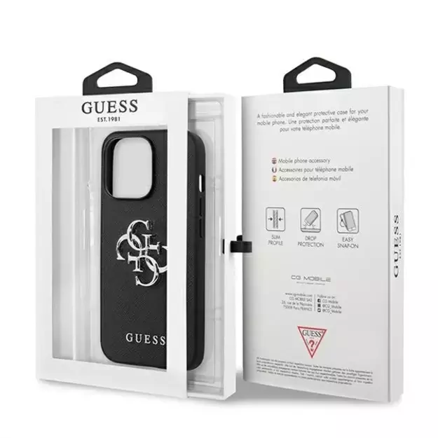 Guess Saffiano 4G Metal Logo case for iPhone 13 Pro / 13 6.1&quot  - black 14