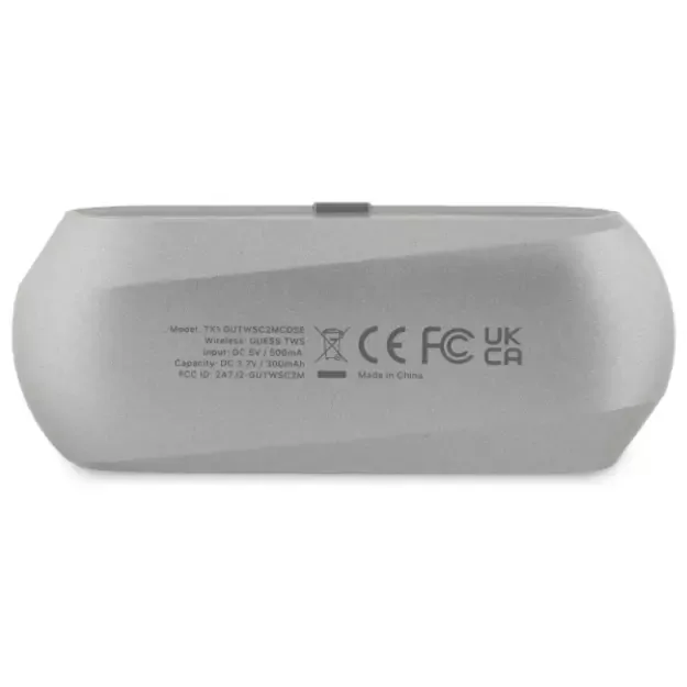 Guess Elongated Metalic Printed Logo Bluetooth TWS Headphones + Docking Station - Gray 10