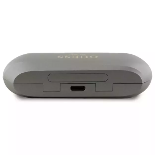Guess Elongated Metalic Printed Logo Bluetooth TWS Headphones + Docking Station - Gray 9