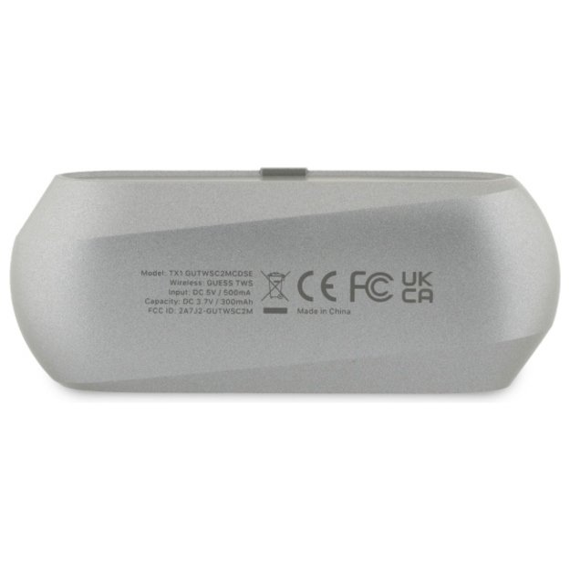 Guess Elongated Metalic Printed Logo Bluetooth TWS Headphones + Docking Station - Gray 1