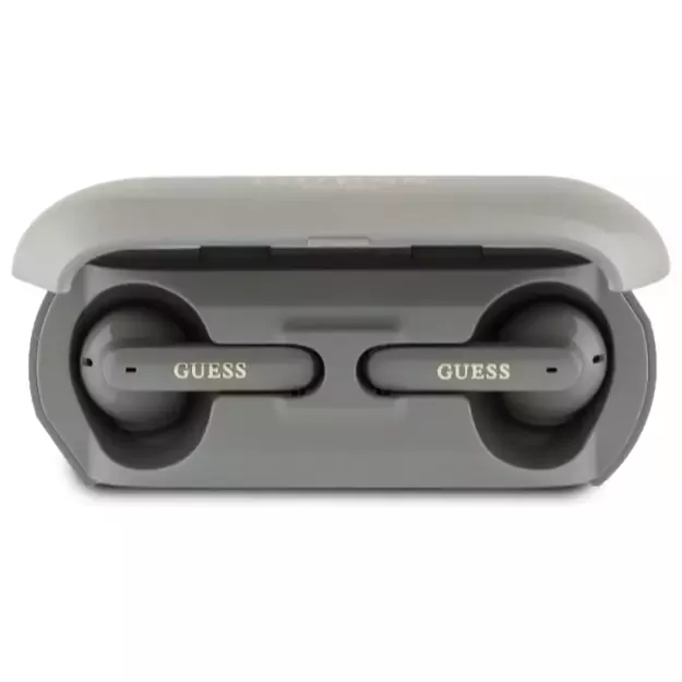 Guess Elongated Metalic Printed Logo Bluetooth TWS Headphones + Docking Station - Gray 8
