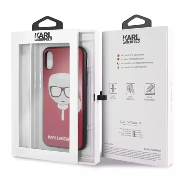Karl Lagerfeld Iconic Glitter Karl`s Head iPhone X / Xs Case - Red 12