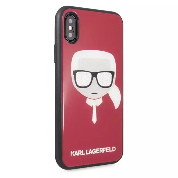 Karl Lagerfeld Iconic Glitter Karl`s Head iPhone X / Xs Case - Red 10