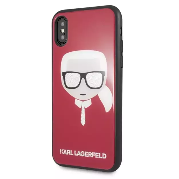 Karl Lagerfeld Iconic Glitter Karl`s Head iPhone X / Xs Case - Red 7