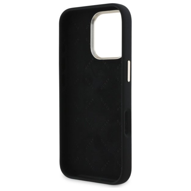 Guess Silicone Script Metal Logo &amp  Frame Case for iPhone 16 Pro - Black 6