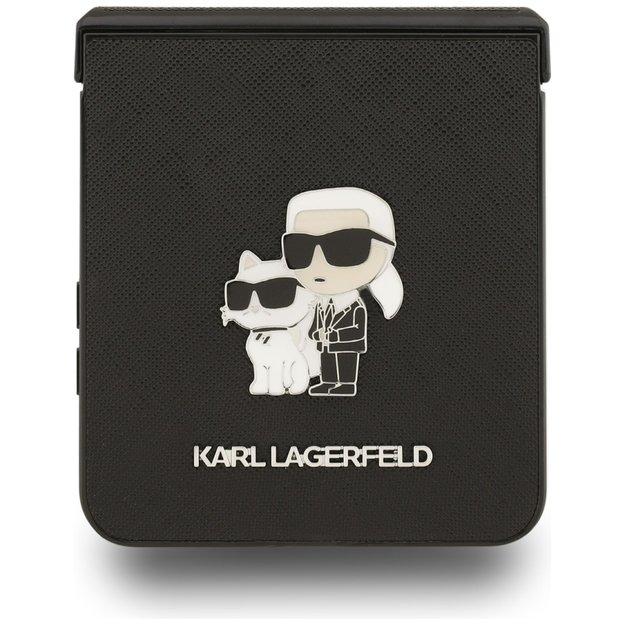 Karl Lagerfeld Saffiano Karl&amp Choupette Pin Case for Samsung Galaxy Z Flip 7 - Black 4